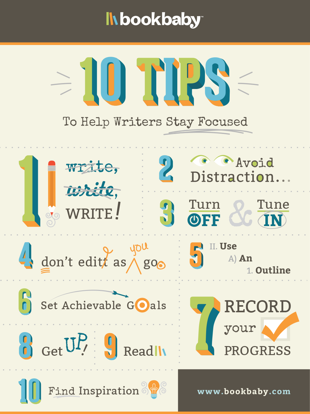 10 Tips to help writers stay focused Infographic